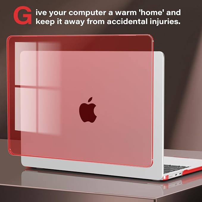 CISSOOK Compatible with MacBook Air 13.6 inch Case A3240 A3113 A2681 2025 2024 2022 Released, Plastic Hard Shell Case with Keyboard Cover USB Adapter for MacBook Air 13 M2 M3 M4, Crystal Red