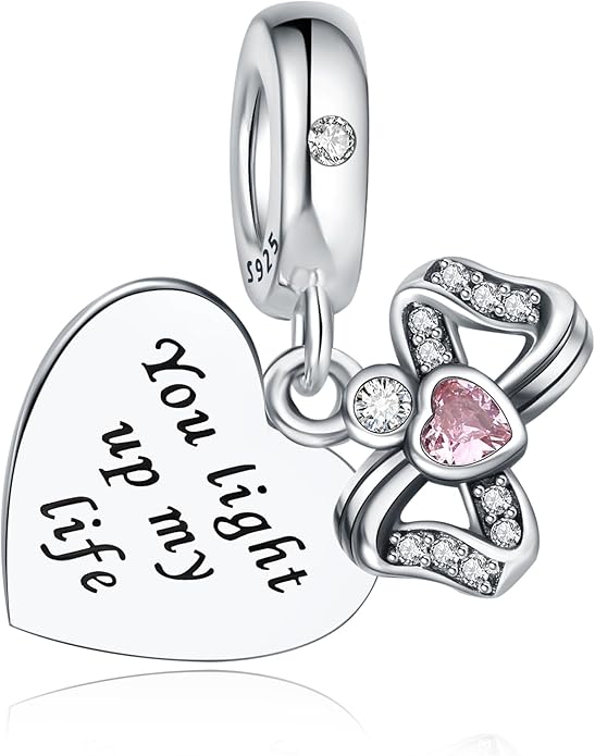 925 Sterling Silver Charms Fit Pandora Charms Bracelet God Has You In His Arms I Have You In My Heart Fit Wife Daughter Mother's Day Christmas Birthday Gift
