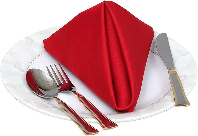 TARAN LIVING Cloth Napkins Solid Red Napkin Pack of 12 Daily Use 100% Cotton Dinner Napkins Holiday Napkin Cloth Table Napkin Soft Washable Reusable Napkin Set - 18x18 Inch
