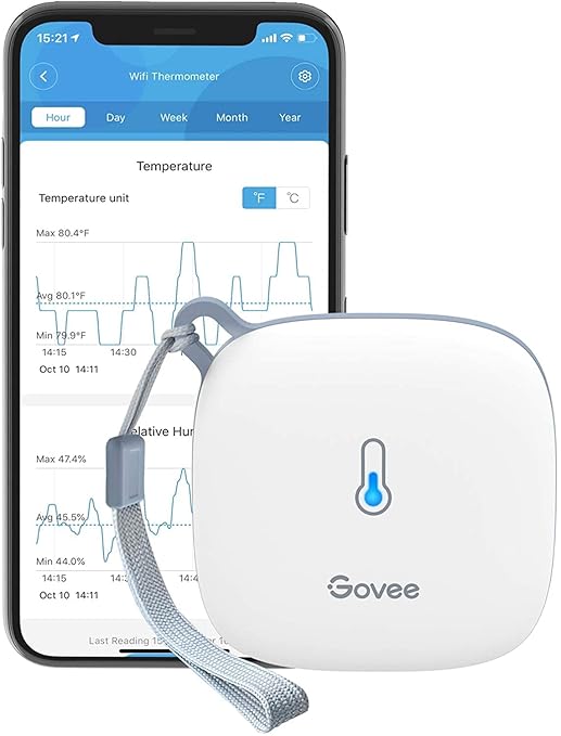 Govee WiFi Thermometer Hygrometer H5179, Smart Humidity Temperature Sensor with App Notification Alert, 2 Years Data Storage Export, Remote Monitor for Room Greenhouse （Only Support 2.4G Wi-Fi）
