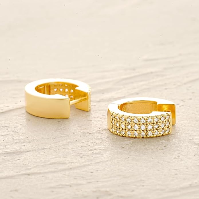 MYEARS Women Earrings Gold Huggie Hoop Ear Stud Cuff 14K Small Simple Hypoallergenic Everyday Jewelry