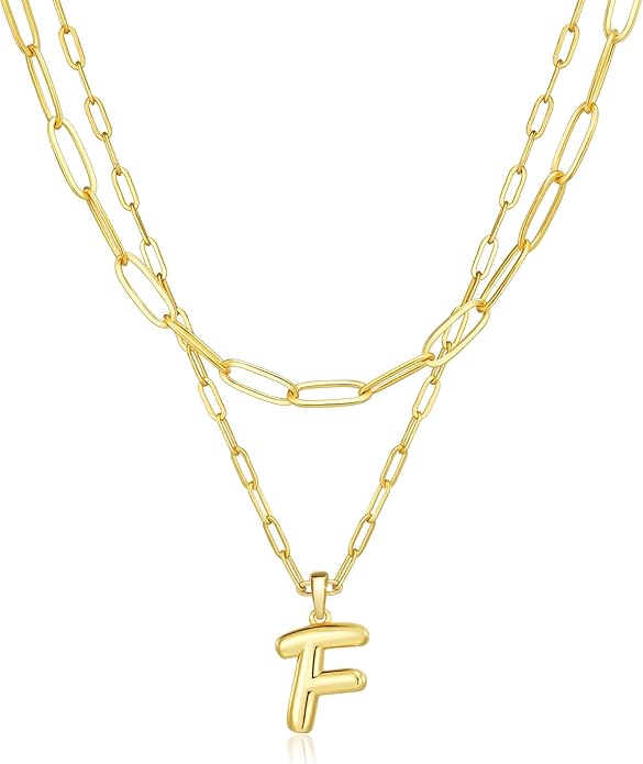 adoyi Valentines Day Gifts for Women Hers Dainty 14K Gold Plated Heart Initial Necklaces Layered Letter A-Z Pendant Necklace Stack Trendy Jewelry Birthday Valentines Day Gifts for Women Jewelry