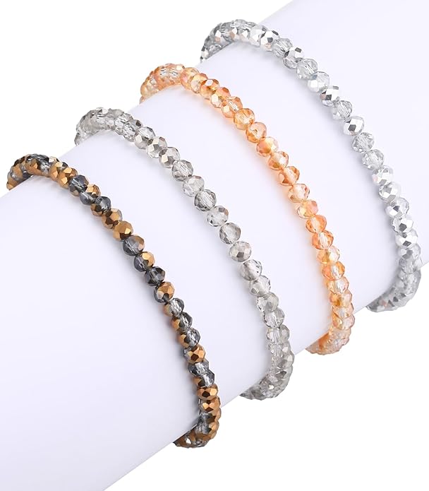 Noessla Beaded Boho Stretch Bracelet Colorful Stackable Crystal Beads Bracelets Trendy Costume Jewelry Mothers Day Gifts for Women