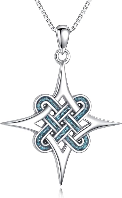 Genuine Turquoise Celtic Knot Necklace,925 Sterling Silver Native American Boho Western Pendant Real Gemstone Jewelry Birthdays Gift for Women Celtic Lover