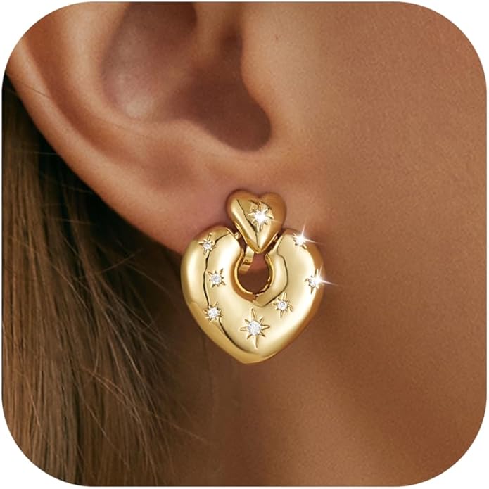 Clip on Earrings for Women Hypoallergenic Statement Retro Clip Earrings 14K Gold/Silver Plated Hoop Dangle Earrings 5A Cubic Zirconia Round Multiple Styles for Women Fashion Trendy Jewelry Gifts