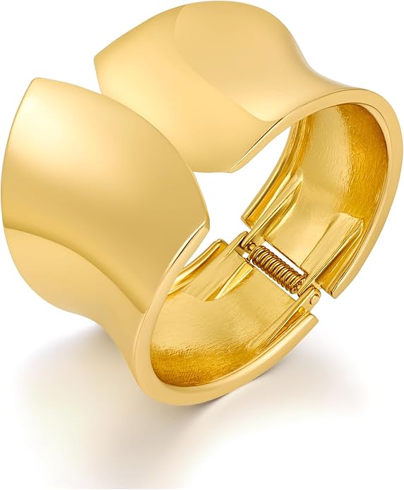 Statement Golden Matte Bracelet for women Minimalist Chunky Brushed Bangle Bracelet Vintage Thick Wide Cuff bracelet Gold Plated Open Cuff Geometric Bracelet