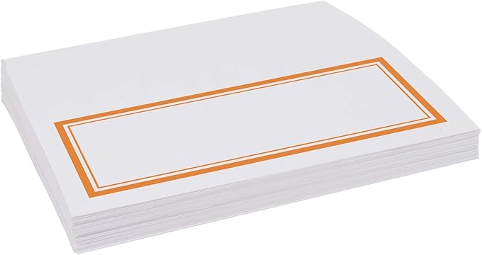 Double Line Border Place Cards, Orange (Choose Color), Set of 25, Pre-cut and Scored - Wedding, Party, Dinner, and Special Events - Made in the USA