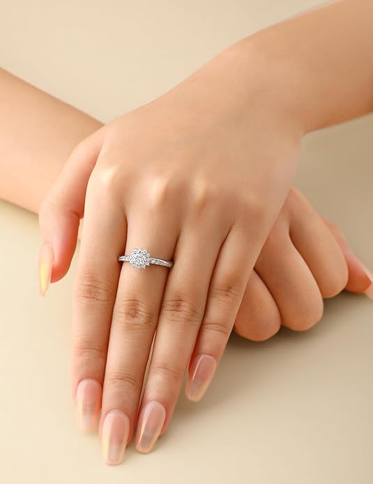 Elspeth 925 Sterling Silver Engagement Ring for Women Oval/Radiant/Pear/Princess/RoundCut Cubic Zirconia Promise Ring Size 4-10