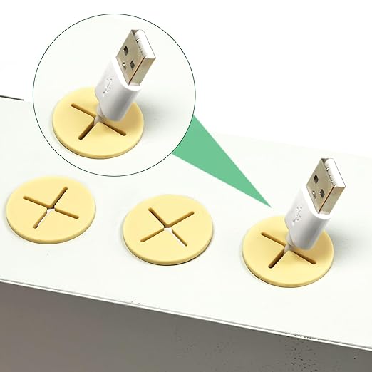 20Pcs Desk Grommet, 3/4" (20mm) White Silicone Cord Hole Cover, Flexible Rubber Wire Grommets, Wall Grommets for Cables Management, Table, Countertop, Cabinets and Furnitures Wire Organizer