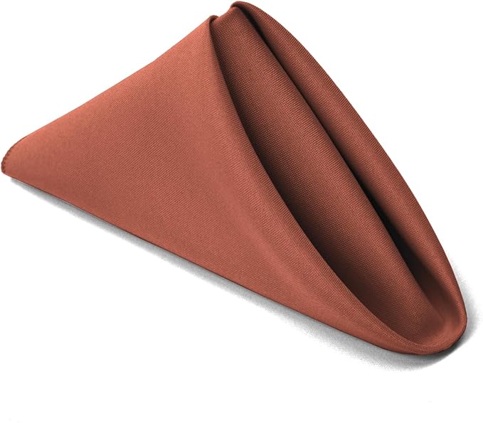 TableLinensforLess 17"x17" Polyester Cloth Napkins, Set of 6 (Terracotta) | Easy-Care, No-Iron Finish, Superior Color Retention, Machine Washable