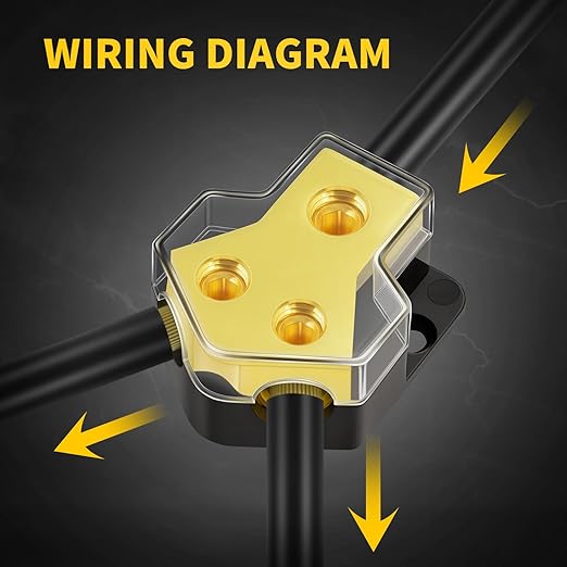 12V Power Distribution Block Car Audio 2 Way 0/2/4 Gauge in 4/6/8 Gauge Out, Quality Ground Distribution Block 12 Volt Amp Distribution Block Splitter for Automotive Car Marine Boat (2 Pack)