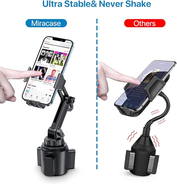 Miracase Cup Phone Holder for Car, [Upgraded Version] Adjustable Long Neck Car Cup Holder Phone Mount Cradle Friendly Compatible with iPhone Samsung Google and All Smartphones, Red