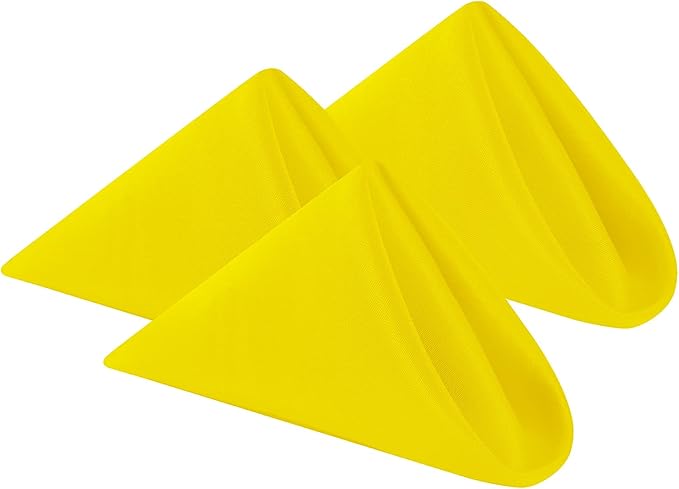 Cloth Napkins 20x20 inch Washable Polyester Dinner Napkins Soft Table Napkins for Wedding Party Dining Banquet(Yellow,100PCS)
