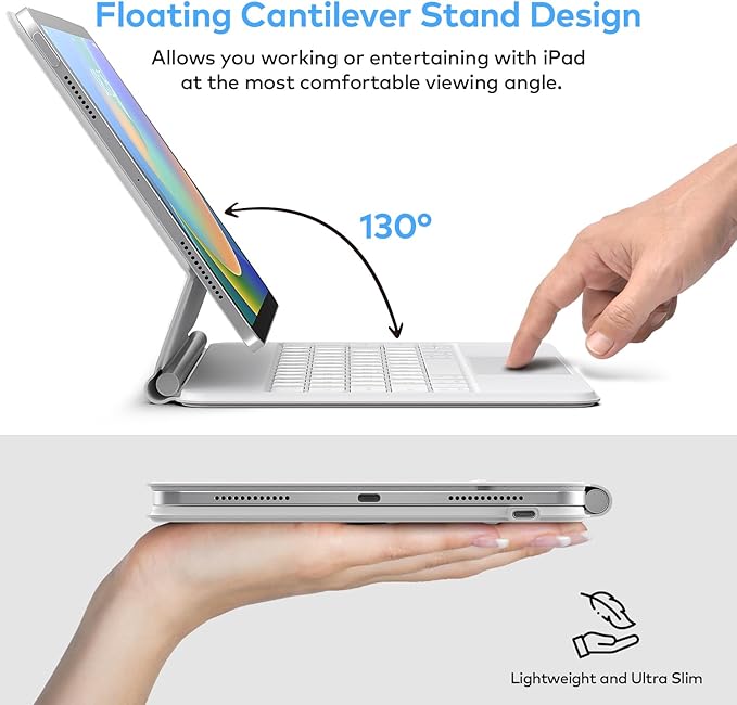 Keyboard Case for iPad 10th Generation 2022 & 11th (A16, 2025) – Magic-Style Keyboard with Multi-Touch Trackpad – Floating Cantilever Stand – Magnetic Case for iPad 10.9 inch 10th / 11th Gen.