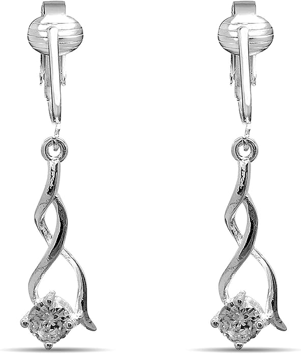 Silver Clip On Earrings For Women, They Look Pierced, Don't Pinch & Won't Fall Off, Hypoallergenic & Lightweight
