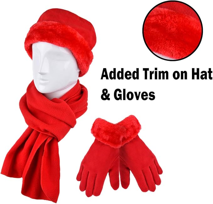 boxed-gifts Women's Warm Fleece Winter - Women's Hat and Glove Set + Hats Gloves Scarves for Women