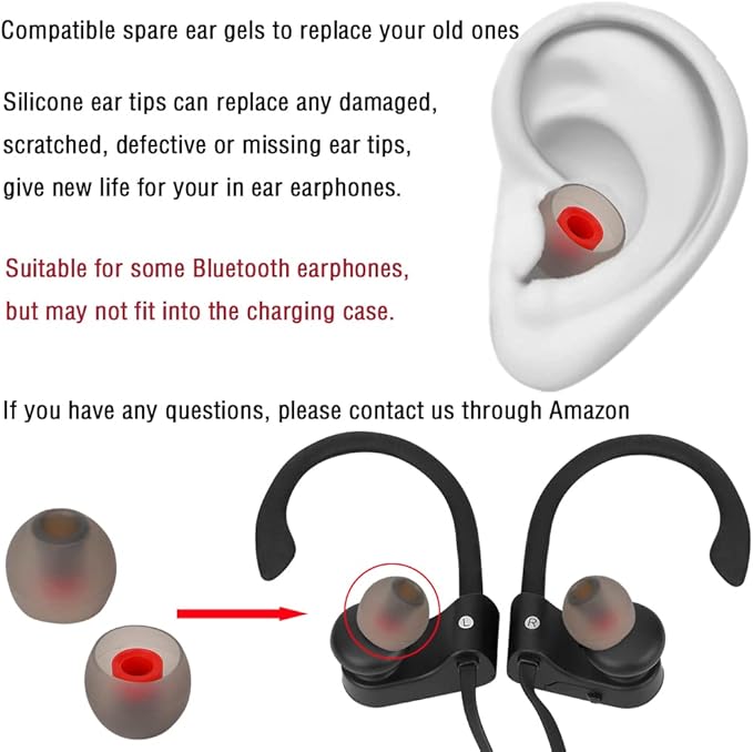 Replacement Earbud Tips Silicone Ear Tips for in- Ear Headphones Eartips Tips (Inner Hole from 3.8mm-5.5mm Earphones) Earbud Replacement Tips Earbuds Cap 18 Pairs S M L