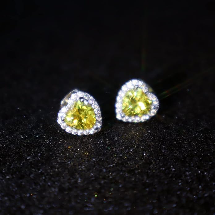 YOMELA Cubic Zirconia Earrings Studs, Halo CZ Birthstone Simulated Diamond Stud Earrings for Women