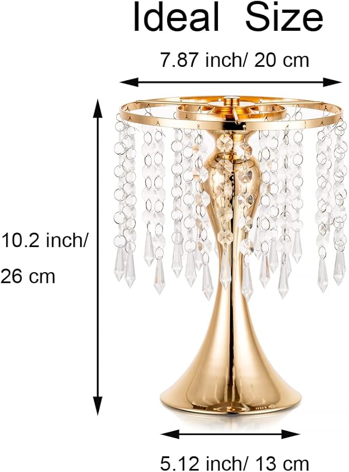 Gold Vases for Centerpieces, 10.2in Crystal Flower Arrangement Stand, Wedding Centerpieces for Tables, Tall Metal Flower Vase Holders for Wedding, Event, Reception, Birthday, Home Decor, 10 Pcs