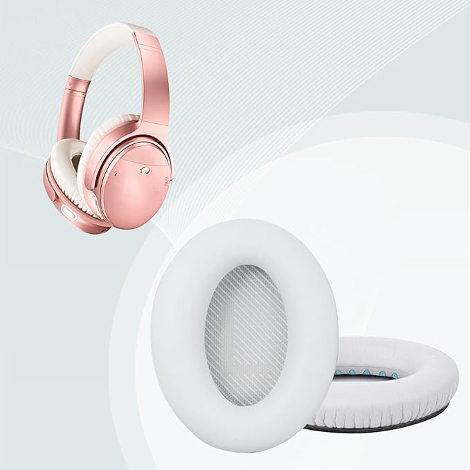 Replacement Earpads Cushions for Bose QuietComfort 35 & Quiet Comfort 35 II, Headphones Ear Covers Ear Pads for Bose QC35/QC35II/25/15 QC2 / Ae2 / Ae2i / Ae2W / Sound Link/Sound True-White
