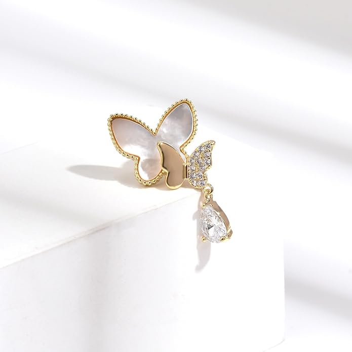 Pearl Flower Brooch for Women - Gold Plated Pearl Flower Pin Rhinestone Buttons Lapel Pin Jewelry - Valentine's Day Gift