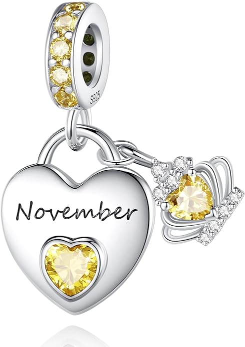 Birthstone Charms for Charms Bracelet: 925 Sterling Silver Heart Dangle Charms for Bracelets and Necklaces, Birthday Mother's Day Christmas Gifts For Women.