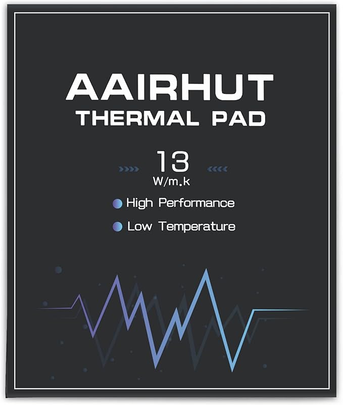 Aairhut Thermal Pad 13W/mK, 120x120x3mm Silicone Cooling Pad GPU Non Conductive Heat Resistance Extreme Odyssey Cover with Dual Self-Adhesive Films for PC Laptop Heatsink/GPU/CPU/LED