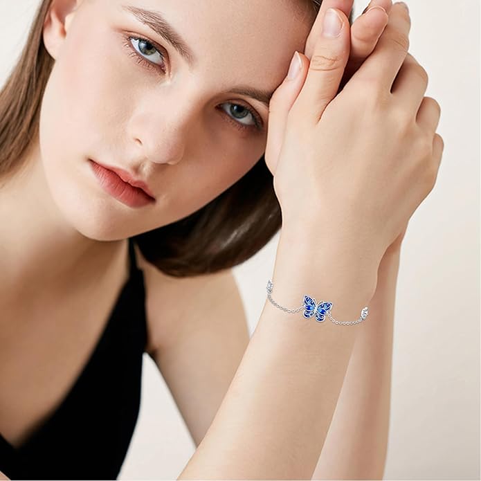 Dragonfly Bracelet 925 Sterling Silver Butterfly Bracelet Adjustable Celtic Moon Bracelet Irish Celtic Jewelry Gifts for Women