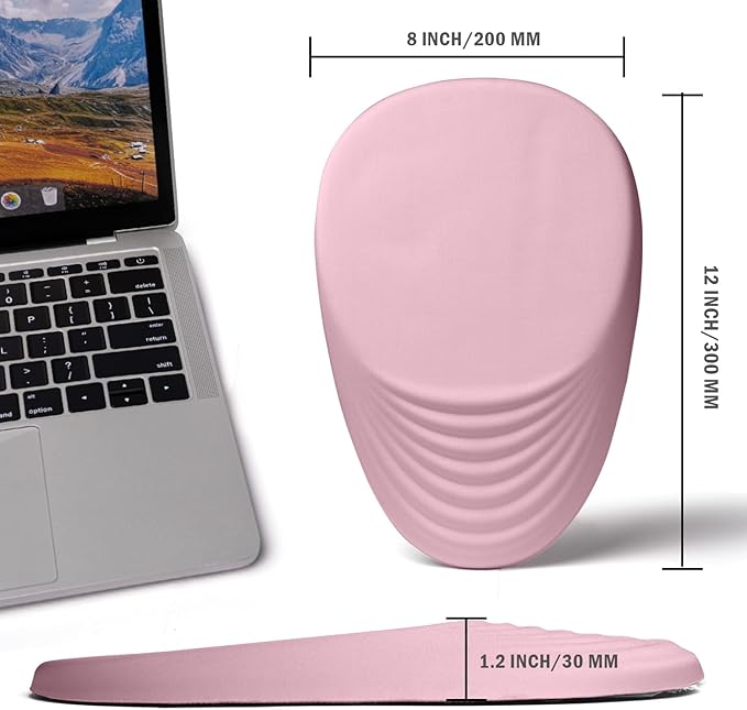 Ergonomic Mouse Pad with Wrist Rest Support,Mousepad Relief Carpal Tunnel Pain, Entire Memory Foam Mouse Pad with Non-Slip PU Base, Wireless Mouse Pad, Pink