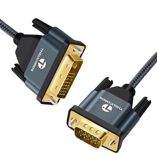 DVI to VGA Cable 10FT, Uni-Directional DVI-D to VGA Adapter Male to Male Gold-Plated Braided 1080P Full HD Cord for HDTV, PC,Laptop, Monitor, Projector