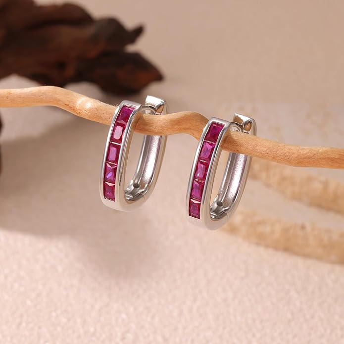 Trendy CZ Gold/Silver Hoop Earrings for Women Square Hypoallergenic chunky gold Hoop Earrings Geometric Minimalist Rectangle Hoops