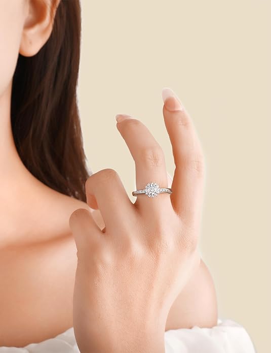 Elspeth 925 Sterling Silver Engagement Ring for Women Oval/Radiant/Pear/Princess/RoundCut Cubic Zirconia Promise Ring Size 4-10