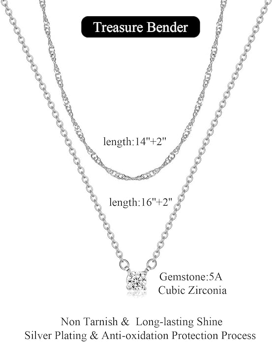 Dainty Gold Necklace for Women Non Tarnish Layered 14k Diamond Pendant Charm Gold Plated Necklaces CZ Trendy Zirconia Chain Choker Necklace Stack Gold Jewelry for Women Birthday Gift