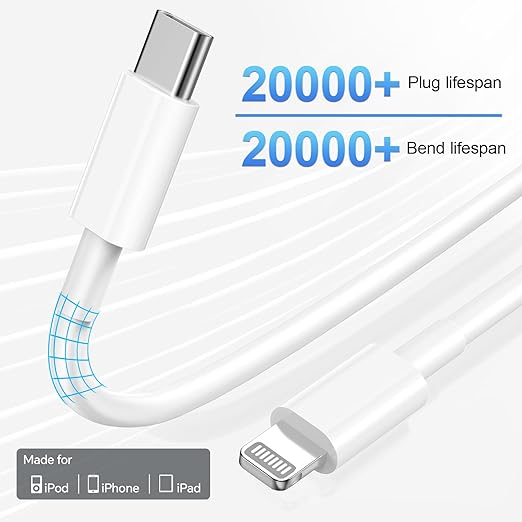 for iPhone 14 13 12 11 Fast Charger, [MFi Certified] 3 Pack 20W USB C Charger Block with 3FT&6FT&10FT USB C to ightning Fast Charging Cable Compatible with iPhone 14/13/12/11/Pro/Pro Max/Xs/Xr/X