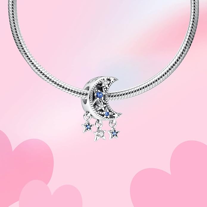 Birthday Fashion Love Heart Dangle Charm 925 Sterling Silver Charms fits Bracelets and Necklace Pendant Bead Charms Jewelry Present for Women Family Friends