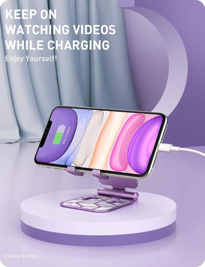 i-Blason Cell Phone Stand for Desk, Cell Phone Holder, Fits All Smart Phones, iPhone 16 15 14 13 Pro Max, Foldable Phone Stand Holder, Purple