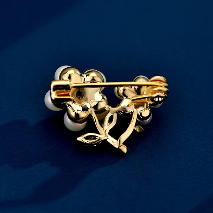 Flower Brooch Pin Rhinestones Pearl Flower Brooches Floral Pin Jewelry for Women Girls