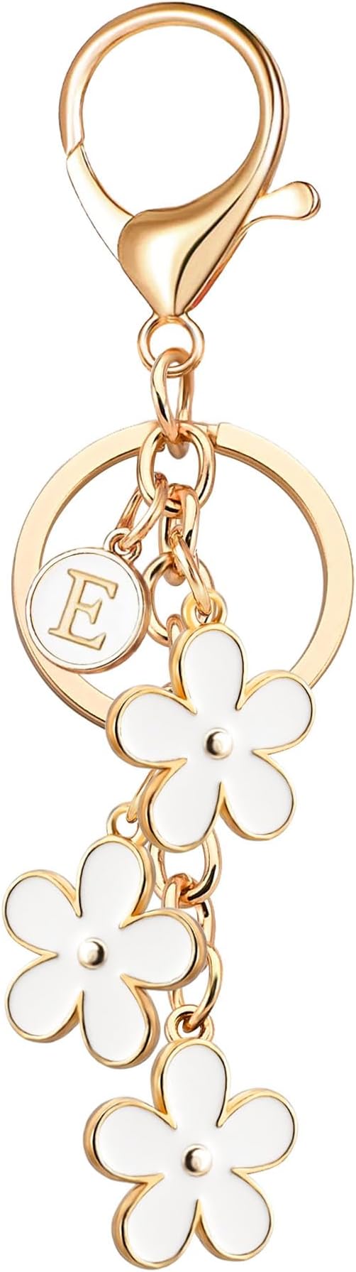 OUMILAN Initial Keychain Cute Flower Charms Keyring for Handbag Backpack–Personalized A-Z Letter Jewelry Gift for Women Girls