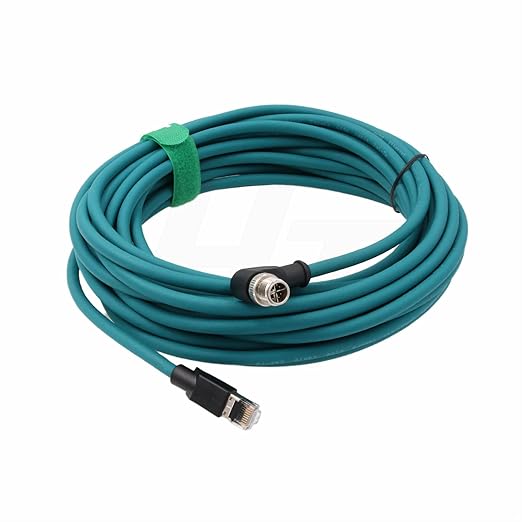 M12 GigE Ethernet 8 Pin X-Code RJ45 Cable CAT7e for Cognex Basler Baumer Sick Keyence Datalogic Microscan Vision Camera Sensor Reader, Right Angle 90-Degree (20m)