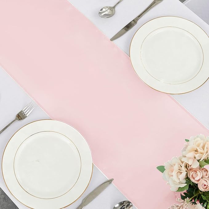 20 Pack Satin Table Runner 12 x 108 Inch Long,Satin Silk Table Runner for Wedding,Birthday Party and Banquet Decoration,Rose Gold