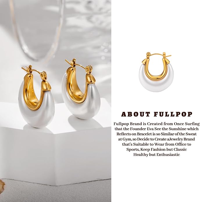 Fullpop Vintage Earrings for Women, Chunky 14K Gold Plated Resin Hoop Earrings Lightweight Hollow Drop Earrings Hypoallergenic Earrings for Women Vintage Anthropologie Jewelry Gifts for Women