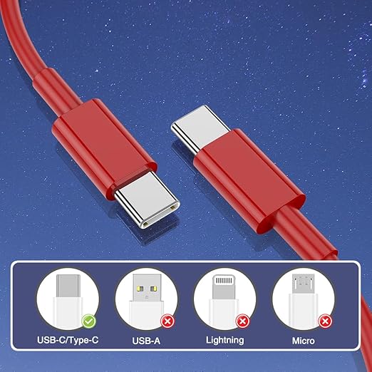 3-Pack Red [3.3FT+6.6FT+10FT] 60W USB C to USB C Cable, Type C Fast Charging Cable for iPhone 15/16, Galaxy S23/S24, iPad Pro/Air, MacBook Pro/Air and More