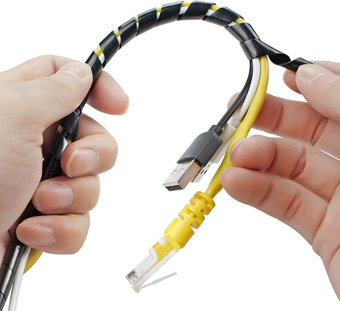 XHF 3/8" Spiral Cable Wrap 10mm(Wrapping Range:7.5mm-60mm) Cord for Computer Electrical Wire Organizer Sleeve Hose RoHS Black 26Ft