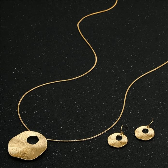 Madison Tyler Gold Plated Jewelry Set for Women | Silver Teardrop Pendant Necklace Trendy | Long Necklace with Snake Chain | Fashion Dangle Earring Set