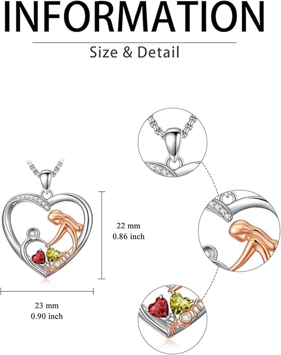 Valentines Day Gift for Mom Mother Daughter Necklace Birthstone Necklaces for Women Anniversary Jewelry Valentine Mothers Day Christmas Birthday Gifts for Mom Women Her Wife Girlfriend