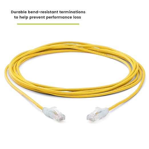 TRUECABLE Cat6 Component Rated Patch Cable, Unshielded (U/UTP), 14ft, Yellow, 28AWG Solid Copper, Snagless 10G High-Speed Ethernet Cable, PoE++ 4PPoE 100W, UL Listed, RoHS-3, 5 Pack