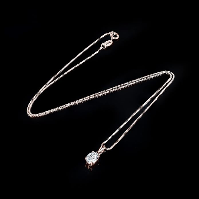 JewelryPalace Oval Cut 1ct 2ct Cubic Zirconia Solitaire Pendant Necklace for Women, 925 Sterling Silver Necklaces for Her, Classic Simulated Diamond Jewelry Set Gift, 18 Inches Chain