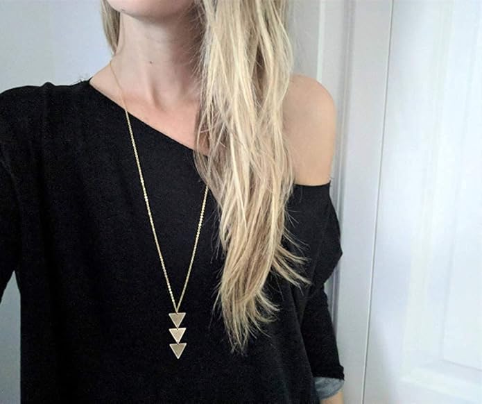 Long Necklaces for Women - Fashion Pendant Necklace Jewelry, Silver Bar Feather Circle Leaf Lock Tassel Y Necklace Jewelry Set for Girls