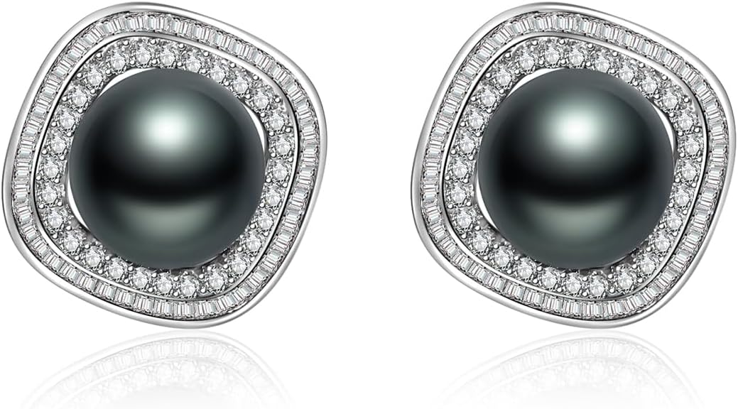Gifts for Women: Tahitian Black Pearl Earrings - Anniversary, Birthday, Christmas, Mother's Day, Valentine's Day Jewelry