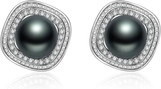 Gifts for Women: Tahitian Black Pearl Earrings - Anniversary, Birthday, Christmas, Mother's Day, Valentine's Day Jewelry